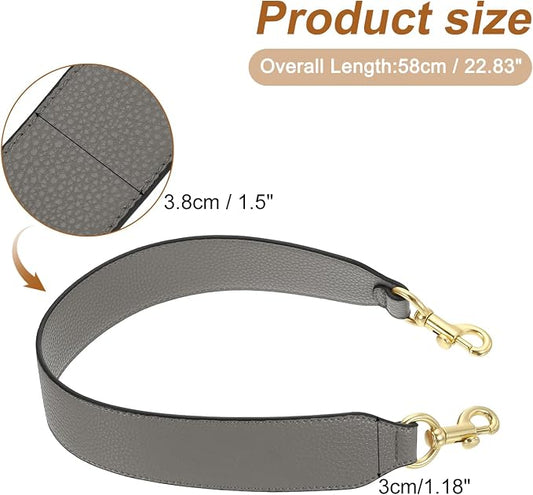uxcell 22.83 Inch PU Leather Short Bag Strap with Clasp, Purse Handles Handbags Replacement Straps for Clutch Bag Crossbody Underarm Bags, Grey, Light Gold Buckle