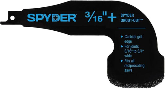Spyder Grout Remover Tool, Accessory for Reciprocating Saws, for Grout Joints 3/16-3/4" (100264)