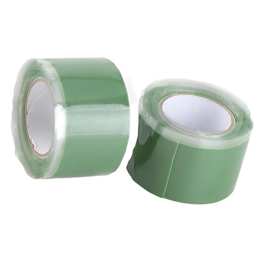 Self Fusing Silicone Tape, Waterproof Insulation Adhesive Tape, 2 Rolls 1.5m x 2.5cm - Heat, Easy Tear, Durable Pipe and Hose Repair Solution (Green)