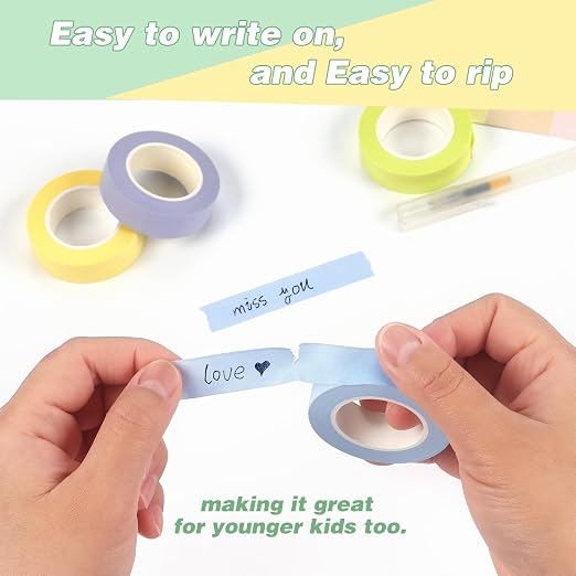 Hutou 8 Rolls Washi Tape Colored Masking Tape 1/2 Inch, Pastel Colors | Rainbow Colors Painters Tape Colorful Craft Art Paper Tape Labeling DIY Decorative Coding Teaching Supplies