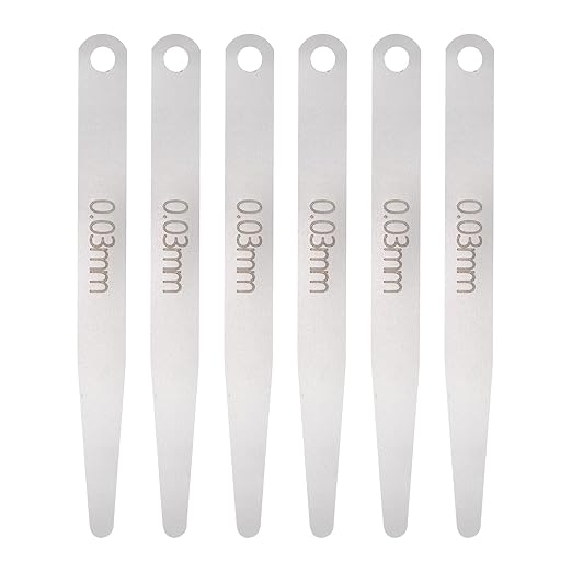 HARFINGTON 6pcs Metric Thickness Feeler Gauge 0.03mm Single Blade Oval Feeler Gauge 304 Stainless Steel Gap Measuring Tool for Repair Valve Guitar Spark Plug