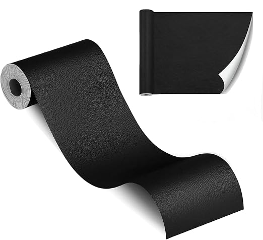 Self Adhesive Leather Repair Tape Kit- Leather Repair Patch for Furniture， Vinyl Repair Patch, Ideal for Car Seats Couch Sofa Office Chair, （3x60 Inch, Black）