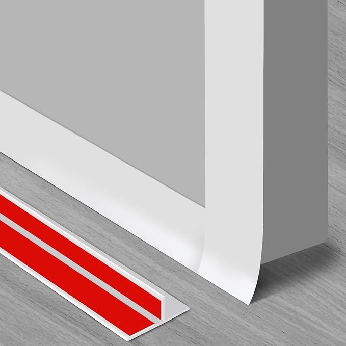 T-Shaped Silicone Seal Strip for Door & Windows, 20Ft Weatherproof Draft Stopper, Gap Seal for Door Sides (White)