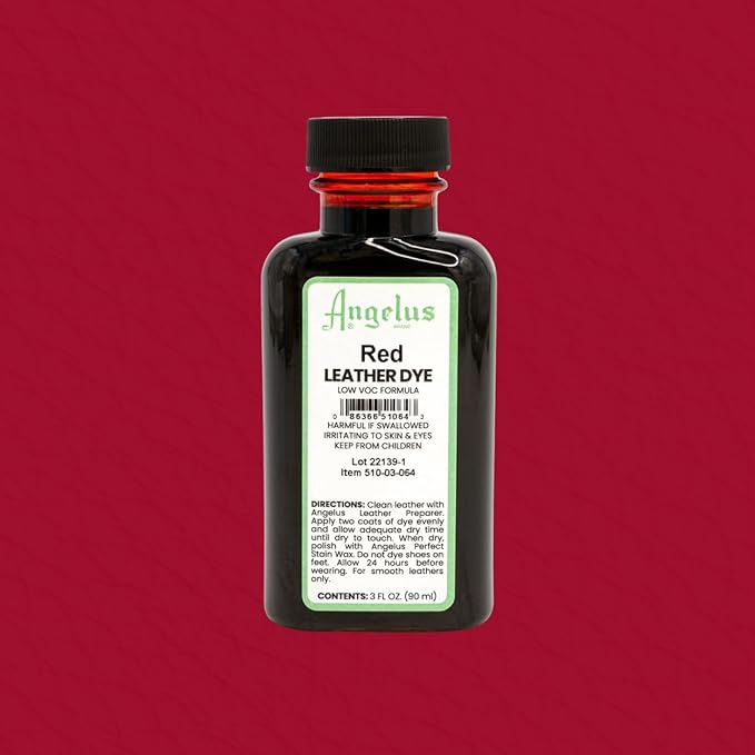 Angelus Leather Dye - Flexible Leather Dye for Shoes, Boots, Bags, Crafts, Furniture, & More 3oz, Dauber Included (Red)