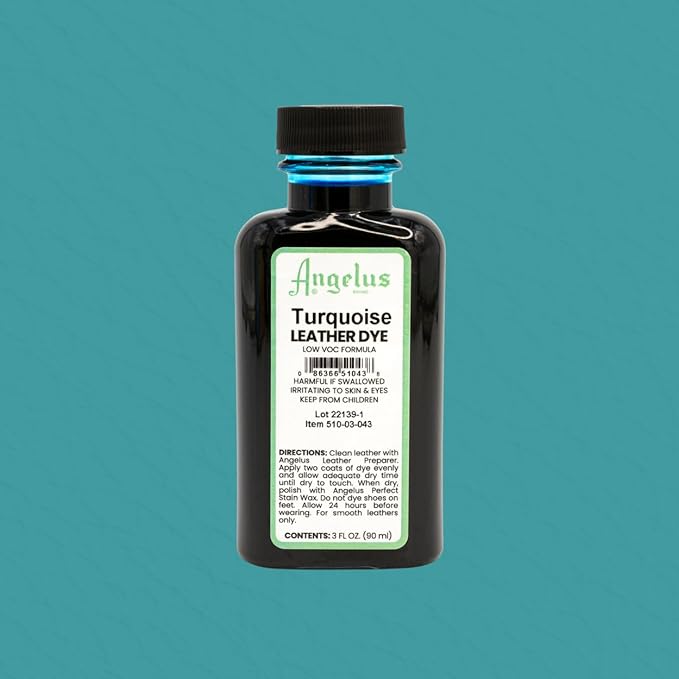 Angelus Leather Dye - Flexible Leather Dye for Shoes, Boots, Bags, Crafts, Furniture, & More 3oz, Dauber Included (Turquoise)