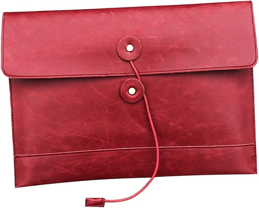Vintage pu Leather 13.5" Certificate File Sleeve Case Business Manila Clutch Envelope Bag Office Documents Folder (Wine red)