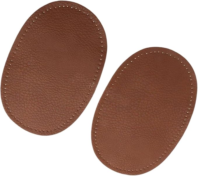 BeeSpring 2 Pieces Pu Leather Patch Sew on Patches Repir Elbow Knee for Clothes Clothing Accessories - Coffee Colour