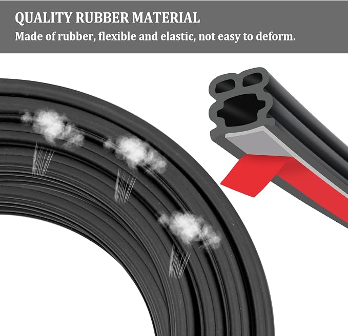 52.5Ft Car Door Seal,Thickened Rubber Automotive Weather Stripping for Hoods,Trunks,Windows,Universal Soundproof Car Weather Stripping Car Accessories for Most Car,Truck,SUV (52.5Ft)