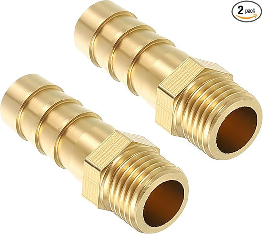 Pack of 2 Brass Hose Barb Fittings Adapter Connector 8mm Hose Barb to M10x1 Male Fittings for Home Machines, Massage Bathtubs, and Irrigation Systems
