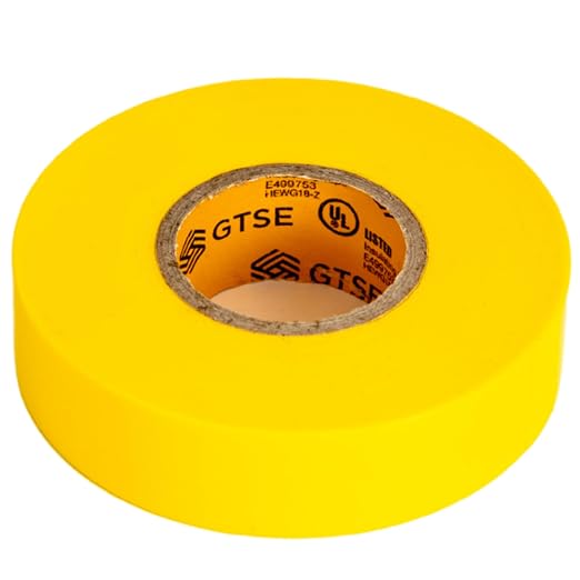 GTSE Yellow Electrical Tape, 1 Roll – Waterproof, Industrial Grade Vinyl, 3/4 in x 66ft– Strong Self-Adhesive PVC Electric Tape for Wire Insulation, 7 Mil, 600V – UL/CSA Listed