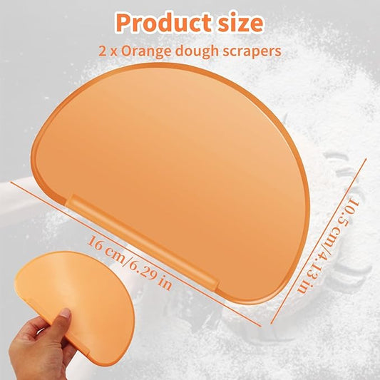 Bowl Scraper 2PCS Silicone Bread Dough Scraper Bowl Spatula Curved Edge Flexible Bowl Scraper for Baking Food Scraper for Sourdough Bread Proofing Basket Pastry Cutter Tool, Orange