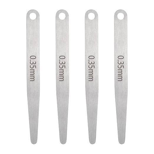 HARFINGTON 4pcs Metric Thickness Feeler Gauge 0.35mm Single Blade Oval Feeler Gauge 304 Stainless Steel Gap Measuring Tool for Repair Valve Guitar Spark Plug