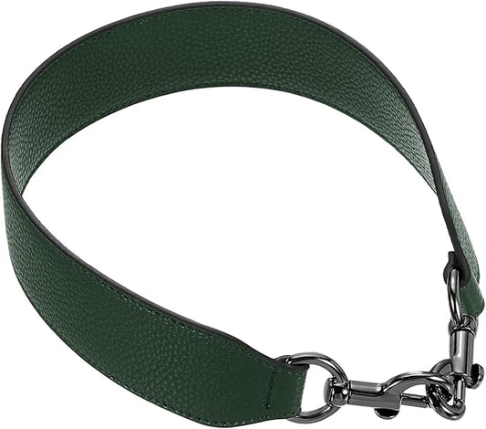 uxcell 22.83 Inch PU Leather Short Bag Strap with Clasp, Purse Handles Handbags Replacement Straps for Clutch Bag Crossbody Underarm Bags, Dark Green, Metallic Black Buckle