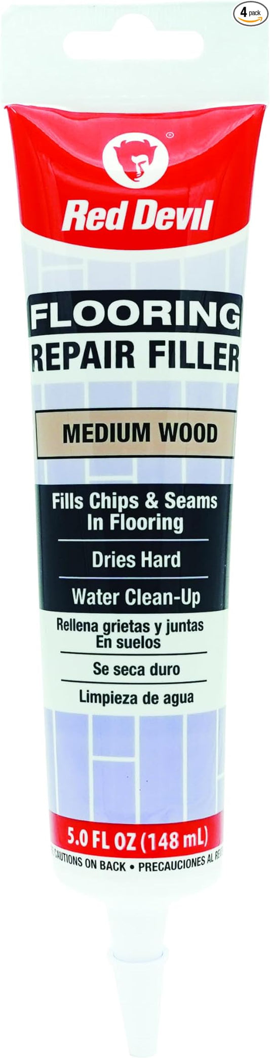 Red Devil 056025 Flooring Repair Filler, 5 oz., Medium Wood, 4 Pack