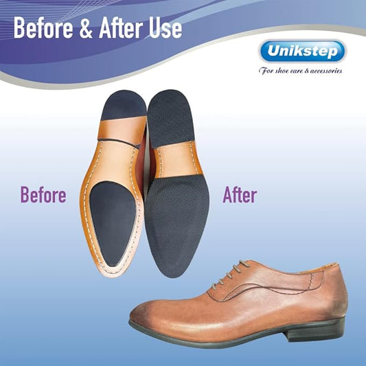 Unikstep 4 Pieces Shoe Sole Protectors, Shoe Bottom and Heel Anti Slip Grip Pads, Self Adhesive Non Skid Noise Reduction Sticker (Black)