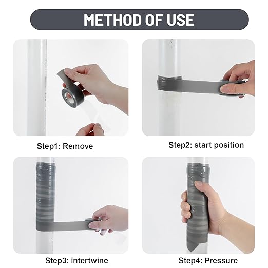 2-Pack Gray Silicone Repair Tape (20 Ft Total) - Self Amalgamating Tape for Duct Work & Hose Leaks - Heat Resistant Rubber Sealing Strip - Residue-Free & Easy-Peel Liner