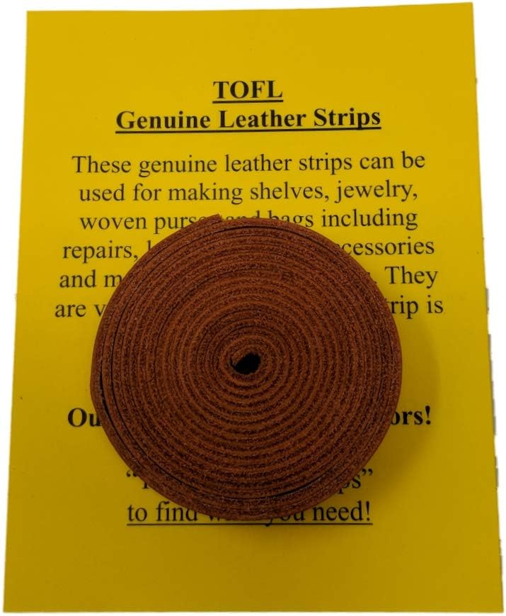 TOFL Genuine Leather Strap | Top Grain Cowhide Strip – Orange | 72" L x 5/8" W x 1/16" Thick | Suede Backing | Leather Craft Supplies | Leatherworking & DIY Repair Projects | 4-5 oz