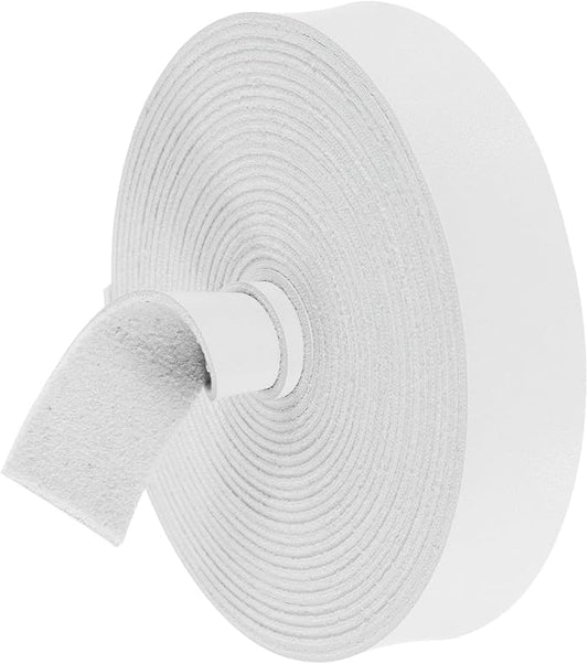 MECCANIXITY Faux Leather Strap, 1" Width x 197" Long Grained Leather Belt Strip Trim Roll for DIY Craft Projects, Pet Collars, Traction Ropes, Bag Straps, Hobby Workshop (White)