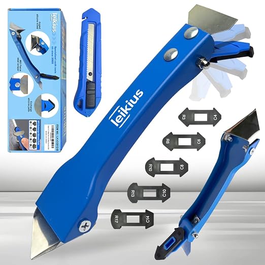 High Quality 3 in 1 Caulking Tools Sets, Steel Sealant Finishing Tool for Bathroom Kitchen Tile Window Sink Joints, Caulk Remover & Grout Scraper,for Smooth Caulking Come with a Knife