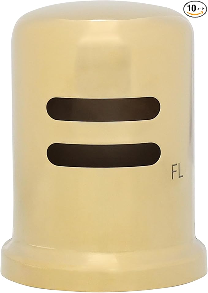 Westbrass D201-1-10-01 1-3/4" x 2-3/4" Solid Air Gap Cap Only, Skirted, Polished Brass, 10 Count