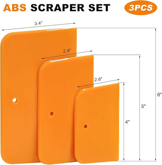3 PCS Body Filler Spreaders, 4" 5" 6" Reusable Squeegee Flexible Car Body Filler Spreader Tool, Plastic Maintenance Tool for Automotive Applying Fillers Putties Glazes Caulks