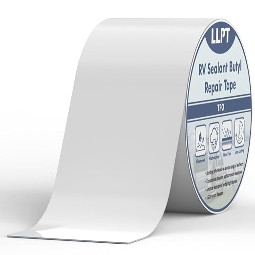 LLPT Roof Seal Tape White 4" x 50 Ft | Strong Adhesion, UV Stable, Extreme Durable, Waterproof Airtight Patch Tape for Window RV Boat Vent Trailer Camper