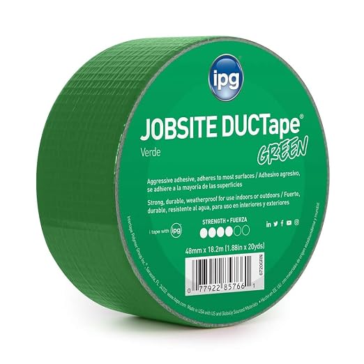 IPG 6720GRN JobSite DUCTape, Colored Duct Tape, 1.88" x 20 yd, Green (Single Roll)