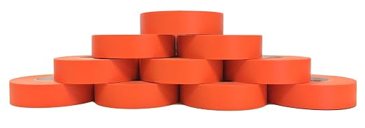 TradeGear Orange 10 Pack - UL Listed Colored Electrical Tape, 60 ft x 3/4 in, 600V, Flame Retardant, Waterproof, Rubber Adhesive - Phase Marking, Wire ID, Automotive