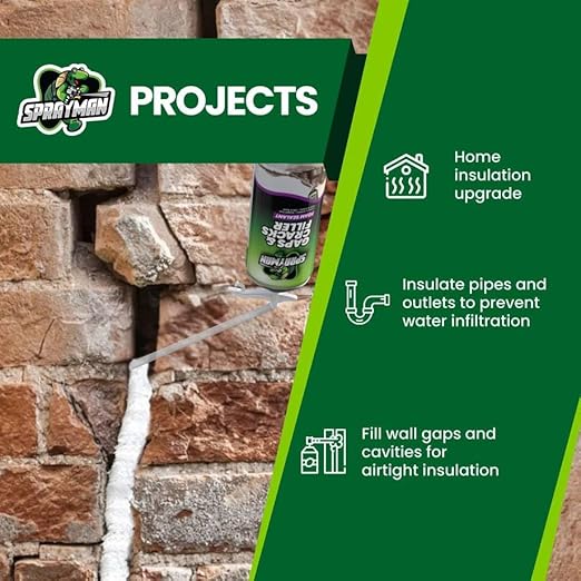Sprayman Gaps and Cracks Filler Foam - Polyurethane Expanding Foam Sealant for Insulating Doors & Windows, Waterproof & Paintable, Straw Use - 12oz, 12 Pack