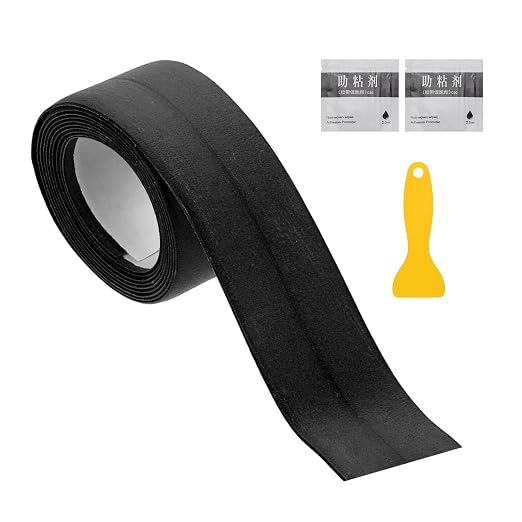 uxcell Caulk Tape Waterproof, 0.83 Inch x 3.28 ft Self-Adhesive Sealant Sealing Strip Caulking Sealant Tape PVC with Tool for Kitchen Sink Toilet Bathroom Bathtub Floor, Black