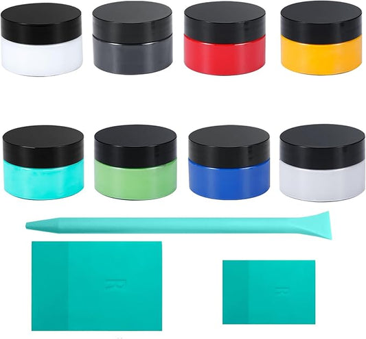 Chalk Paste Paint Set with 3 Silicone Squeegees | Stencil Paint & Silk Screen Paint Kit | Chalk Finish DIY Craft Paint for Wood, Fabric, Furniture, Signs & Home Decor 8-Color