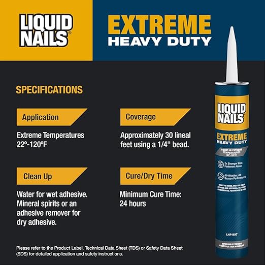 Liquid Nails - 414607 LN-907 Extreme Heavy Duty Construction Adhesive (LN-907) 10 oz