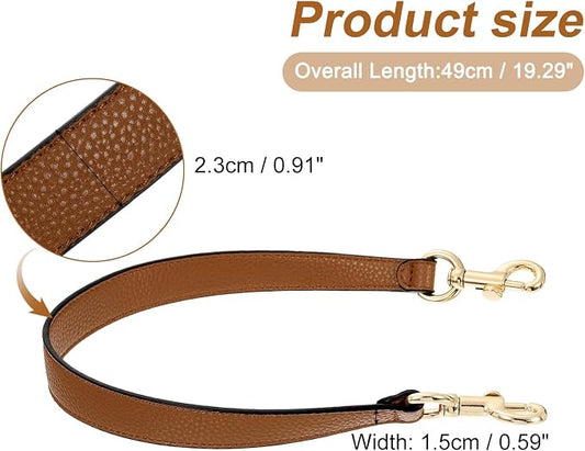 uxcell 19.29 Inch PU Leather Short Bag Strap with Clasp, Purse Handles Handbags Replacement Straps for Clutch Bag Underarm Bags, Brown, Gold Buckle