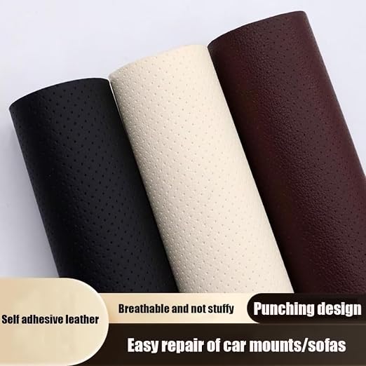 Leather Repair Patch, 20x24 inch Breathable Perforated Adhesive Self-Adhesive Repair Patch, Furniture Couch Car Seats Office Chairs Sofa Repair Patch Refurbished Patch, Black
