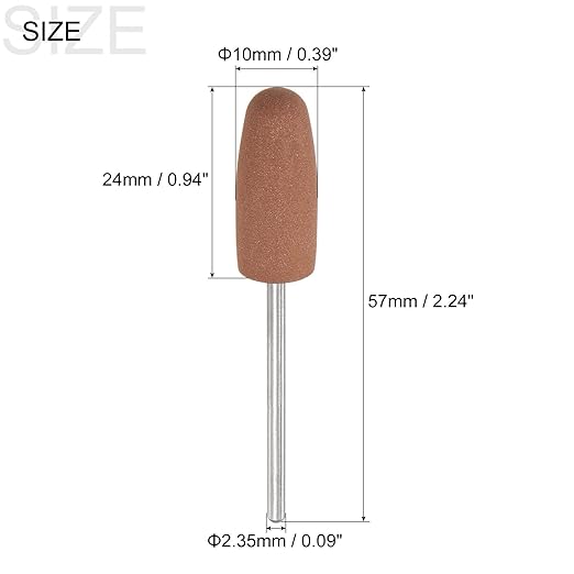 uxcell 6pcs 400 Grits Abrasive Mounted Stone 2.35mm Shank 2/5"(10mm) Dia Conical Heads Stone Grinding and Polishing Wheels for Nail Polishing