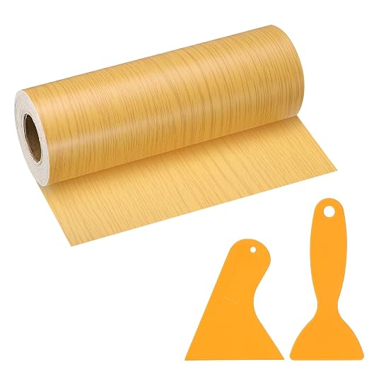 PATIKIL Wood Grain Repair Tape, 6" x 33' Self Adhesive Realistic Wood Tape with Scraper Durable Repair Patch for Furniture Floor Window Door Table DIY Home Decor, Beautiful Oak