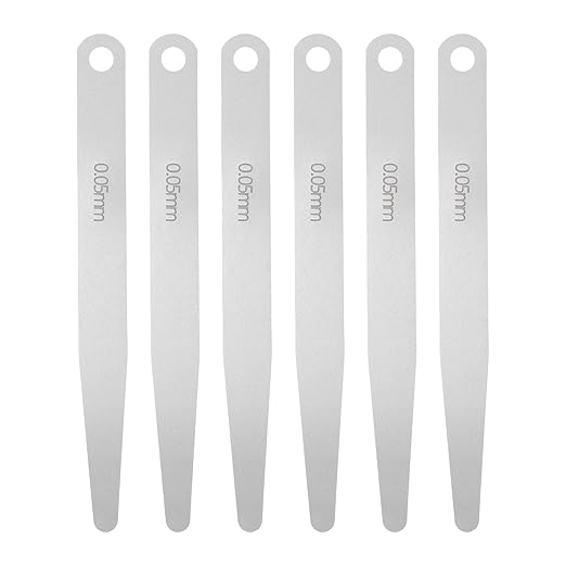 HARFINGTON 6pcs Metric Thickness Feeler Gauge 0.05mm Single Blade Oval Feeler Gauge 304 Stainless Steel Gap Measuring Tool for Repair Valve Guitar Spark Plug