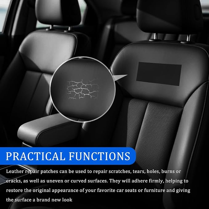 2PCS Leather Repair Patch Tape, Leather Repair Kits for Couches and Cars, Vinyl Repairs Patch, Car Waterproof Self Adhesive Leather Tape Repair Kit for Furniture Couches Chairs (Black)
