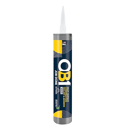 OB1 Universal Caulk Sealant & Adhesive White 10.1oz | Professional Grade Premium All-in-One Advanced Hybrid 2-in1 | Water Resistant Internal & External | Shrink Crack UV & Fade Resistant | 1 Cartridge