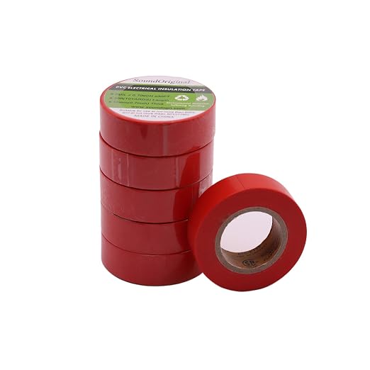 Electrical Tape Red 6 Pack 3/4-Inch by 30 Feet, Voltage Level 600V Dustproof, Adhesive for General Home Vehicle Auto Car Power Circuit Wiring Red