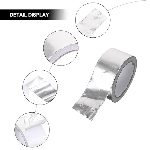 High Temperature Leak Stop Tape 0.1mm Thick 5cm Width 20m Roll Waterproof Aluminum Foil Sealing Strip for Hose Pipe Repair and Water Leak Proofing