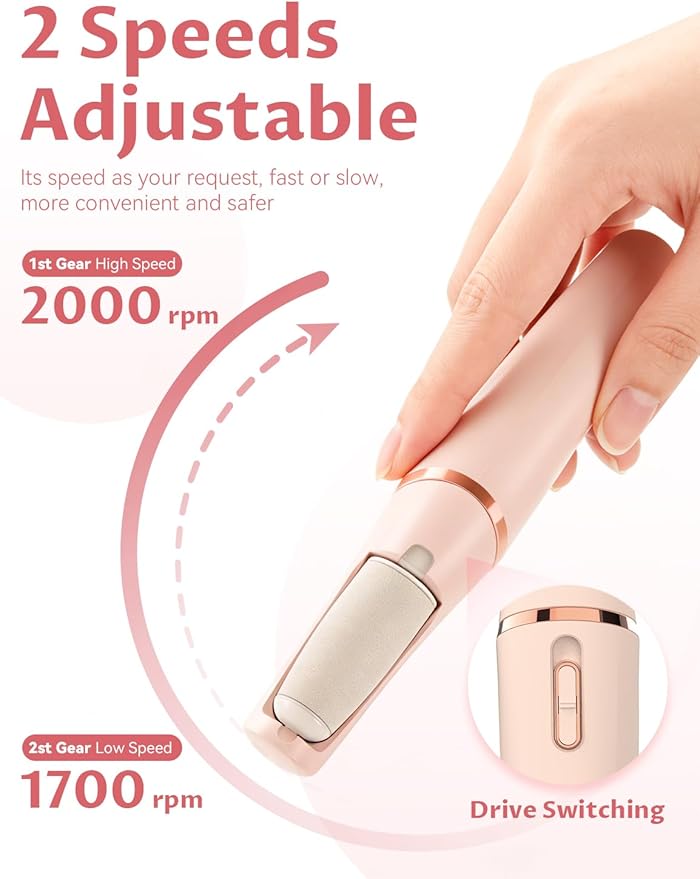 Callus Remover, 2026 Upgraded 3rd Electric Callus Removers for Feet, Foot File Callus Remover Pedicure Tools with 2 Speeds, for Dry/Calluses/Cracked/Hard Skin - Soft Smooth Skin (Pink)
