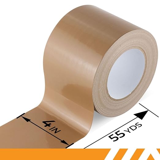 GTSE Wide Duct Tape, Brown, 4 Inches x 55 Yards (164 ft), Heavy Duty, Waterproof Repair Tape for Indoor or Outdoor Use, 1 Roll