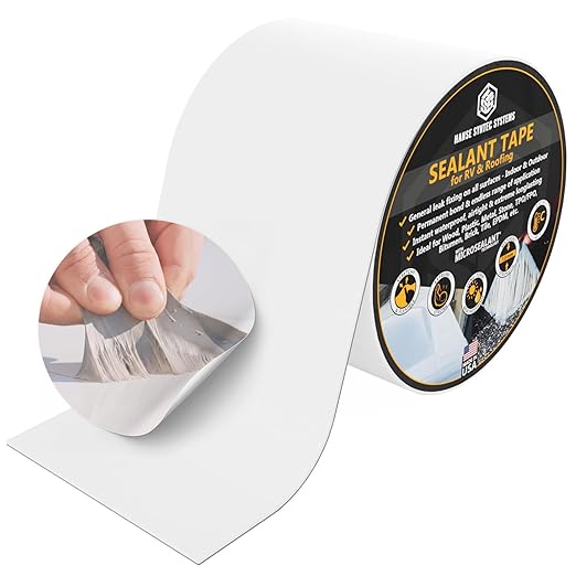 HSS RV Sealant Tape with MicroSealant - Waterproof Commercial Roofing Tape for Roof and RV Repair - UV- & Weatherproof - White - 2 inch x 25 ft.