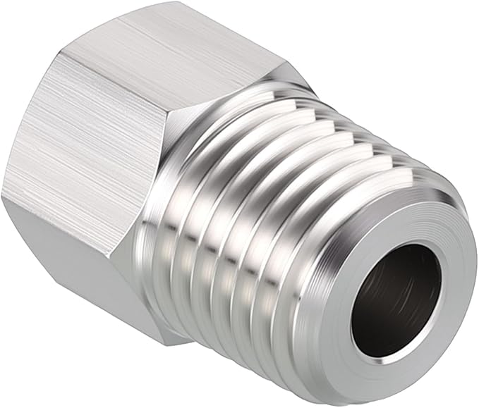 Pack of 1, 1/4" Male NPT to 1/8" FeMale NPT Solid 304 Stainless Steel Hex Bushing, Hose Fittings Adapter Reducer for Pipe Leak Repair, Bathroom Remodeling, Tool Extensions