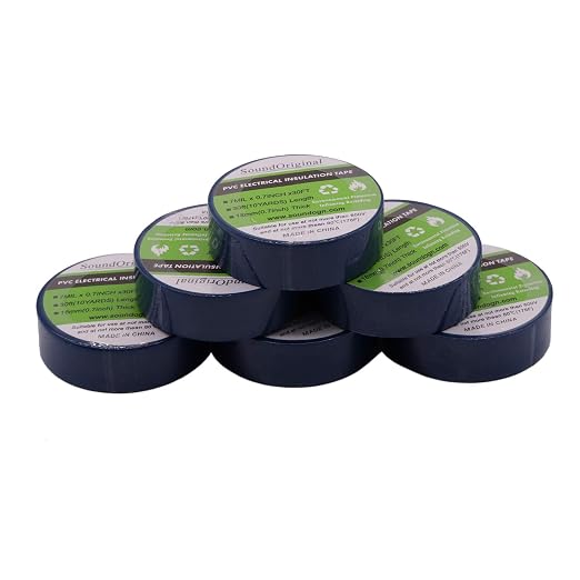 Electrical Tape Blue 6 Pack 3/4-Inch by 30 Feet, Voltage Level 600V Dustproof, Adhesive for General Home Vehicle Auto Car Power Circuit Wiring Blue