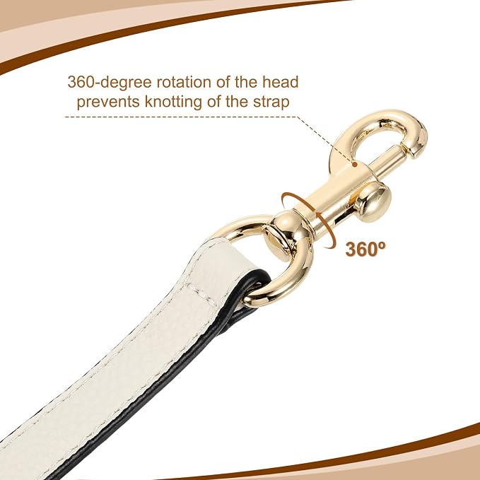 uxcell 25.59 Inch PU Leather Short Bag Strap with Clasp, Purse Handles Handbags Replacement Straps for Clutch Bag Underarm Bags, Beige, Gold Buckle