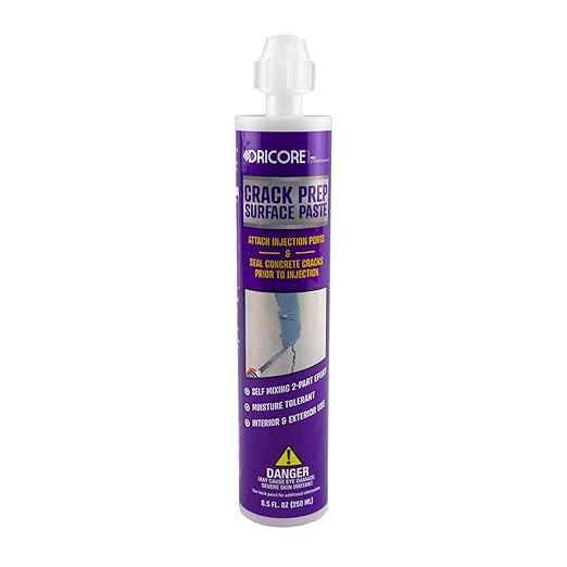 DRICORE PRO Concrete Repair Crack Prep Surface Paste (Step One) | Moisture Tolerant Preparation Epoxy for Sealing Indoor and Outdoor Cracks in Floors, Walls, and Basements