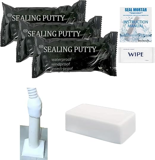 White Plumbers Putty, 3 Pack Moldable Sealing Clay | Duct seal for sink/tub drains, Pipe gaps, AC holes, Home wall repair