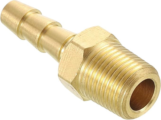 Pack of 1 Brass Hose Barb Fittings Adapter Connector 3/16" Hose Barb to 1/8" NPT Male Fittings for Home Machines, Massage Bathtubs, and Irrigation Systems